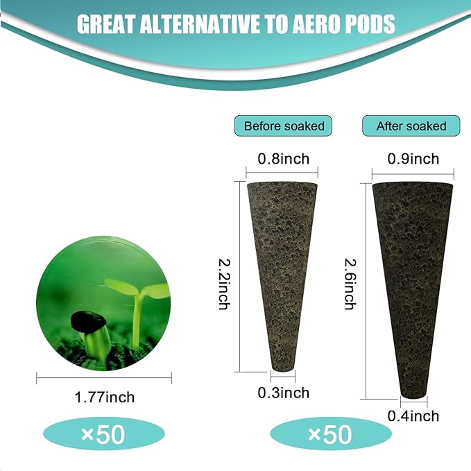 100pcs Seed Pod Kit for Aerogarden, Grow Anything Kit with 50pcs Grow Sponges, 50pcs Pods Labels, Hydroponics Pods Replacement Compatible with Hydroponics Growing System from All Brands