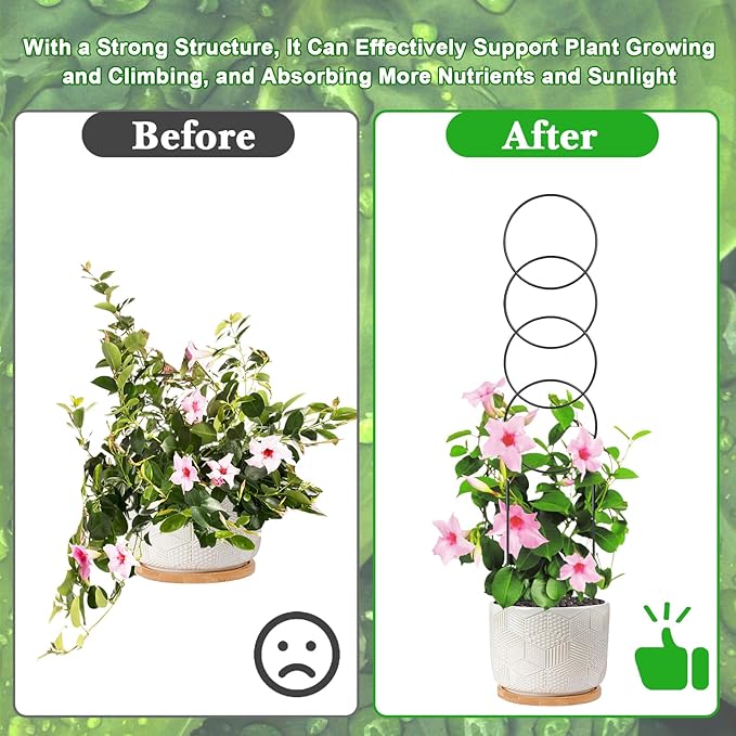 23Inch Outdoor Plant Trellis for Climbing Plants, Metal Garden Trellis for Potted Plants,Plant Stakes for Indoor Plants Accessories Hoya,Flower,Plant Support,Plant Gifts (23Inch-Circular)