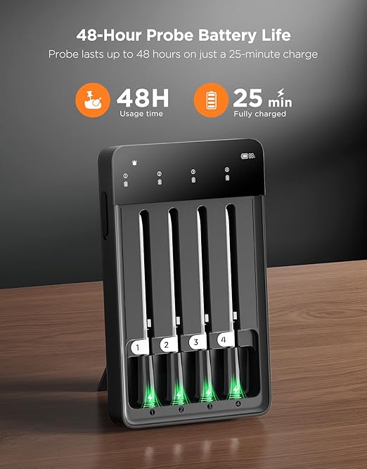 GoveeLife Bluetooth Wireless Meat Thermometer with 4 Probes, WiFi Unlimited Range, ±1.8℉ Accuracy, IP68 Waterproof Real Time Monitoring Digital Food Thermometer for Kitchen, BBQ, Grill, Oven, Smoker