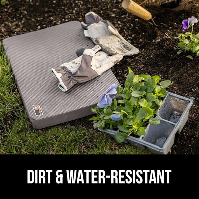 GORILLA GRIP Extra Thick Patent Pending Garden Kneeling Pad, 17.5 x 11 Inch Supportive Soft Foam Knee Cushioning for Gardening, Water Resistant, Bathing Baby Working Supplies, Lightweight, Gray