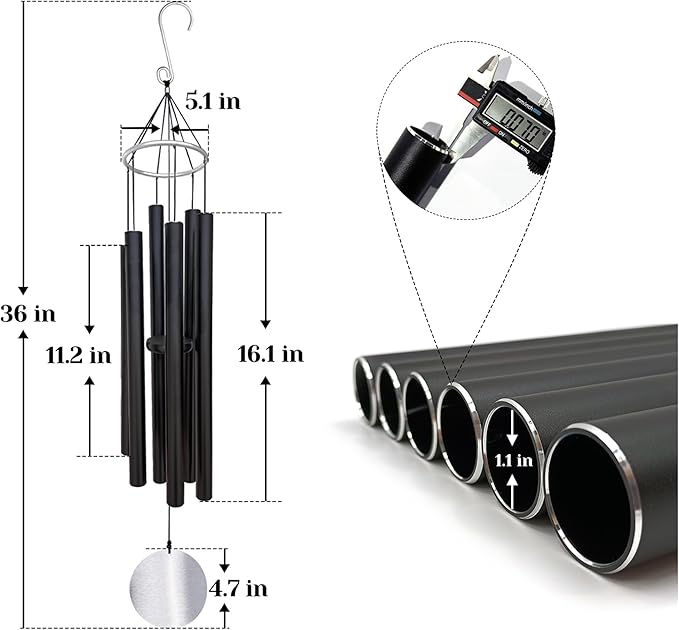 Personalized 36" Bereavement Wind Chimes for Outside, Memorial Gift in Remembrance of a Loved One, Sympathy Gift for Loss of Mother Father Husband, Garden Patio Decor