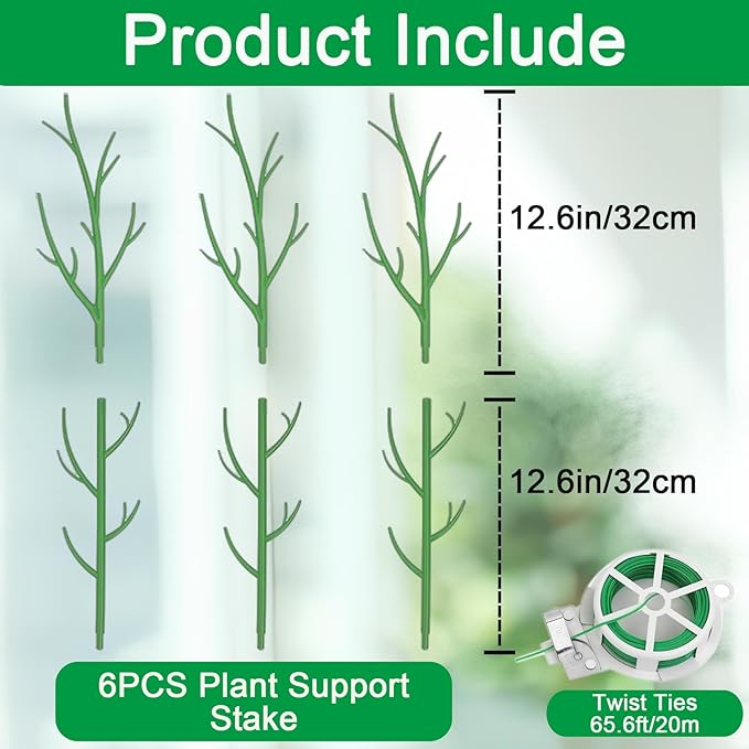 Orgrimmar 6 Pack Monstera Plant Support Stakes Adjustable Length with Green Ties for Indoor Outdoor Climbing Plants
