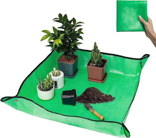 Repotting Mat for Potting Soil Mess Control, 26.8" x 26.8" Waterproof Plant Potting Mat, Succulent Orchid Potting Tray for Plant Pots, Gardening Gifts Bonsai Tools
