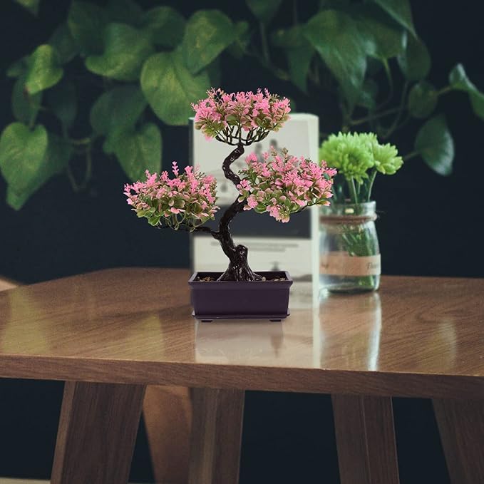 EXCEART Artificial Bonsai Plant Simulation Plants for Home Decor Faux Potted Bonsai Ornament No Maintenance Required for Office and Spaces