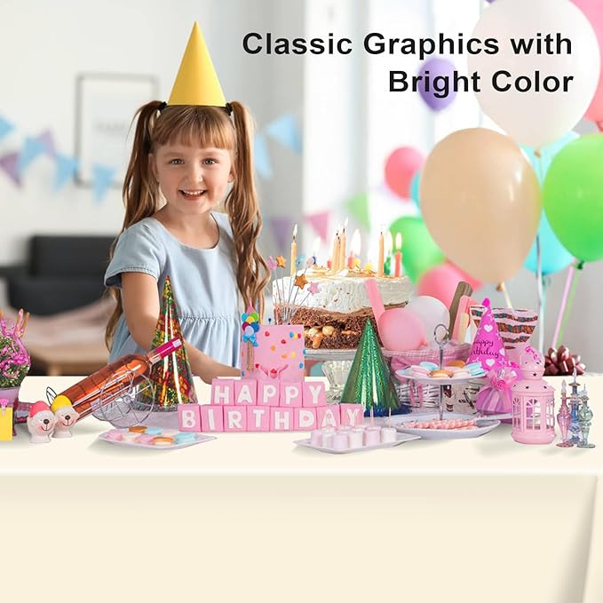 6 Pack Ivory Tablecloth, Rectangular Plastic Table Cloths for Parties Disposable, 54x108 in Waterproof Tablecloth for Birthday Party Baby Shower Picnic Valentines