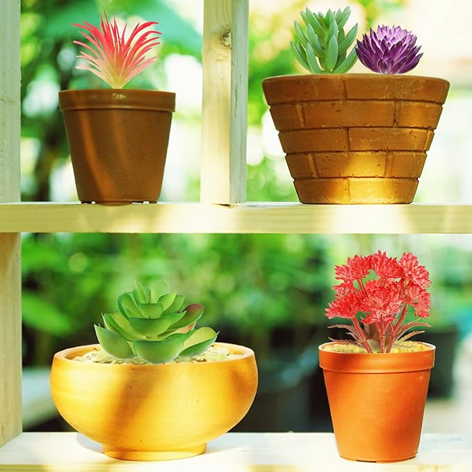 Artificial Succulent Plants, 6pcs Mini Fake Succulents Plants for DIY Crafting Home Wall Office Decoration (excluding pots)