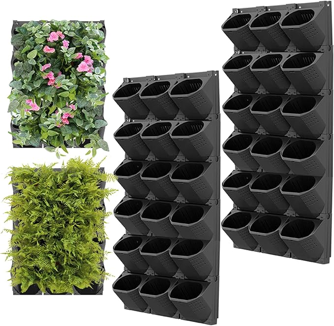 Self Watering Wall Planter with 36 Pots, Vertical Garden Planter for Indoor Plants, Wall Mounted planters Hanging Flower Herbs Vegetables, Wall Garden for Home (Black)