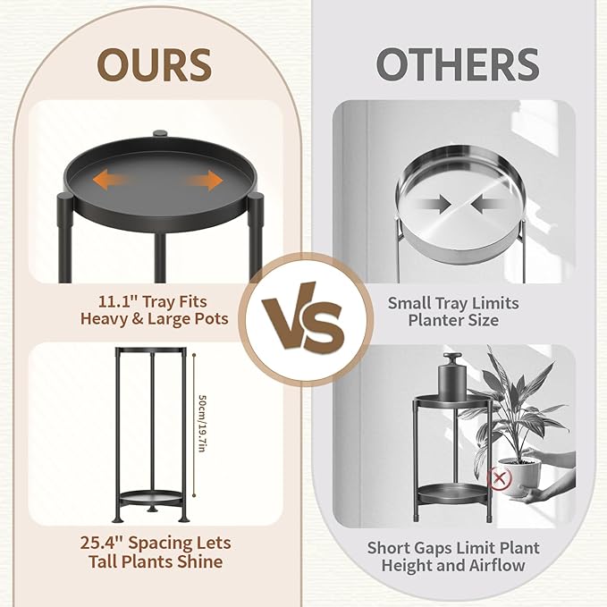 LASZOLA 2 Tier Black Plant Stand Indoor for Large Tall Heavy Duty Flower Planter, Metal Vertical Multi Level Rack for Narrow Floor Corner, Sturdy Round Holder Organizer, Modern, Mid Century, Farmhouse