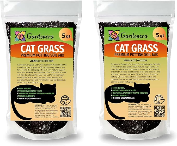 Gardenera Cat Grass Growing Medium - Provide Your Cat with a Fun and Healthy Source of Greens - 20 QUARTS