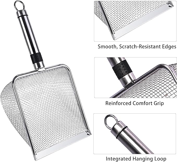 6-Pack Gardening Tool Set: Soil Sifter (3.8&5mm Mesh), Garden Trowel, Soil Scoops & Repotting Mat - Stainless Steel Sifter Shovel for Sand, Dirt, Compost, Rock, Beach, Shells, Shark Tooth & Cat Litter