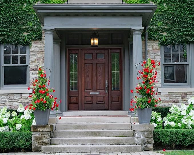 4 Pack 32'' Indoor Plant Trellis for Potted Plants, Metal Garden Trellis for Climbing Plants Outdoor, Black Coated Flower Pot Trellis for Climbing Plants Houseplants Vine Ivy