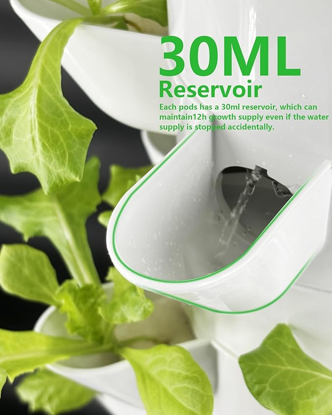 Hydroponic Tower Growing System，30 Pods Vertical Garden，Suitable for Indoor and Outdoor, Grow Herbs and Vegetables，Houseplant Farming with Water Circulation and Automatic Timer