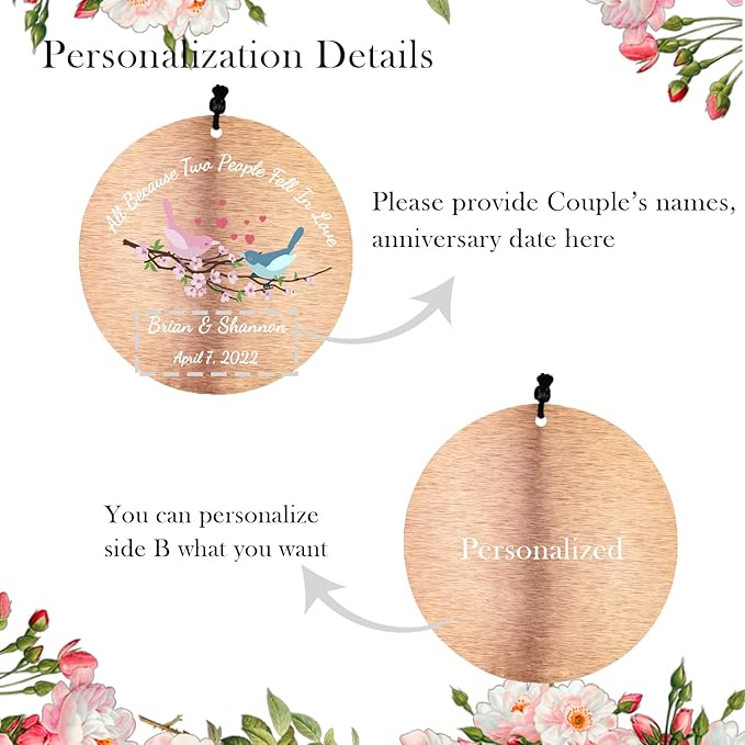Personalized 20th 50th Anniversary Wind Chime, 36inch Happy Wedding Valentine's Day Gift for Wife Husband Men Women Sister, Golden Anniversary Keepsake Decorations for Parents Couples