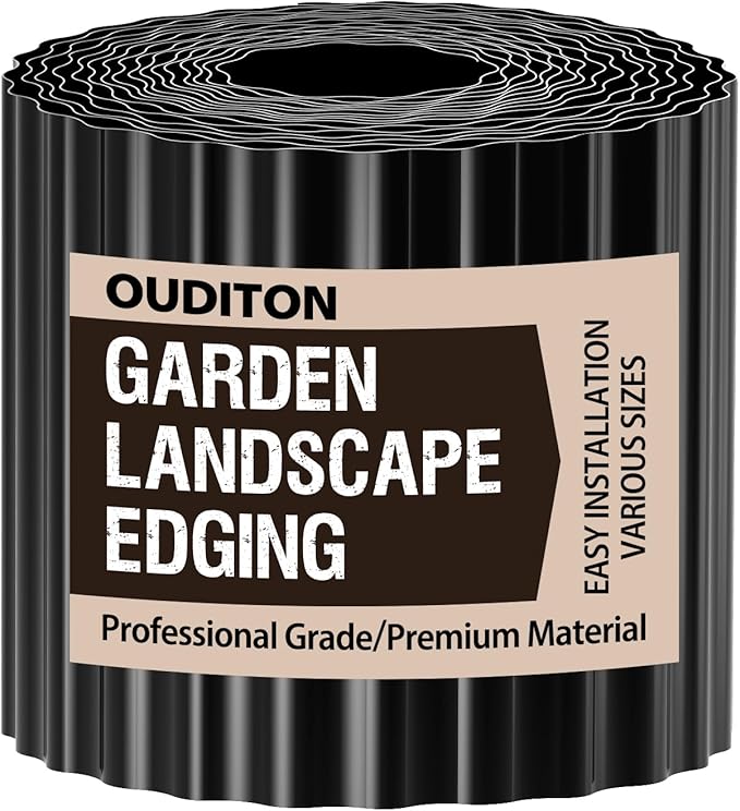 Used for DIY Metal Ripple Landscape Edging, Sturdy and Durable Garden Edging Border, Lawn and Tree Surround Fence Design (Black, 6"×20 Ft)