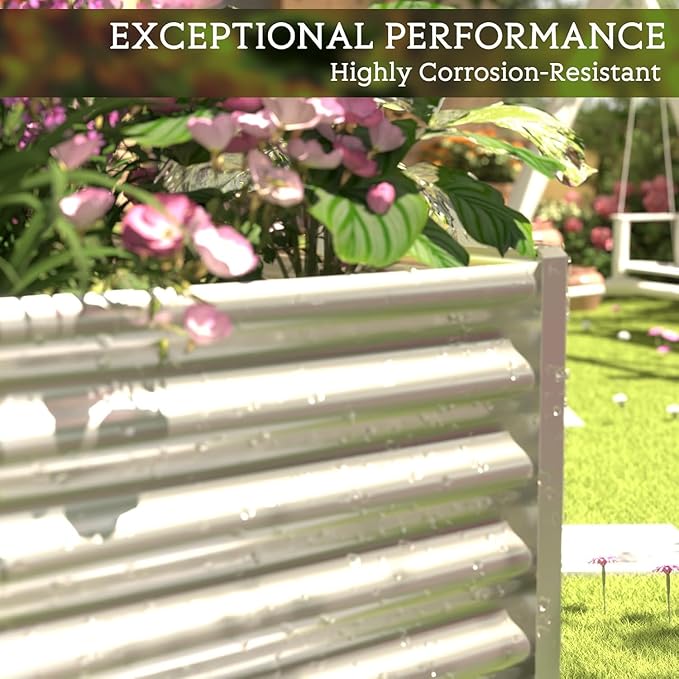 FRIZIONE 4pcs 6x3ft Galvanized Raised Garden Bed Outdoor,Above Ground Garden Bed for Vegetable,Metal Raised Beds for Flower,Steel Raised Beds for Gardening