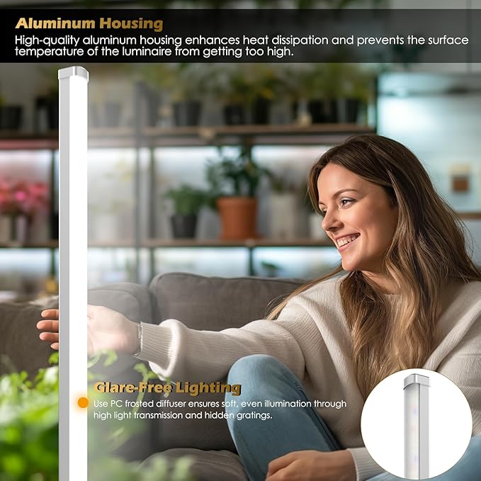 Standing Grow Light with Auto-Timer, 36W Vertical Grow Lights for Indoor Plants,3 Light Modes,268 LEDs Detachable Full Spectrum Plant Lights for Wide Area Coverage in Indoor Plants (60IN-Silver)