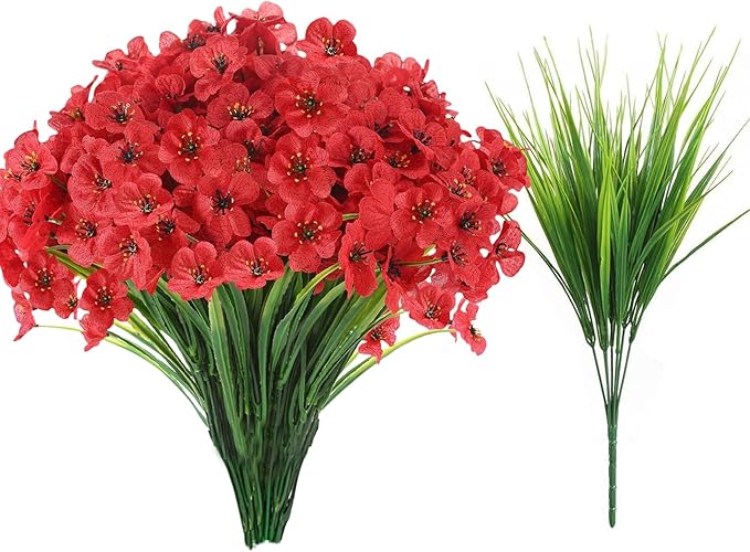 16pcs Outdoor Artificial Flowers UV Resistant Fake Flowers Bulk Artificial Flowers for Decoration Faux Silk Flowers for Garden Porch Window Box Hanging Planter Decorating