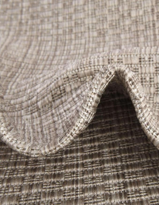 Unique Loom Outdoor Solid Collection Area Rug (10' x 14' 1" Rectangle Beige/Ivory)