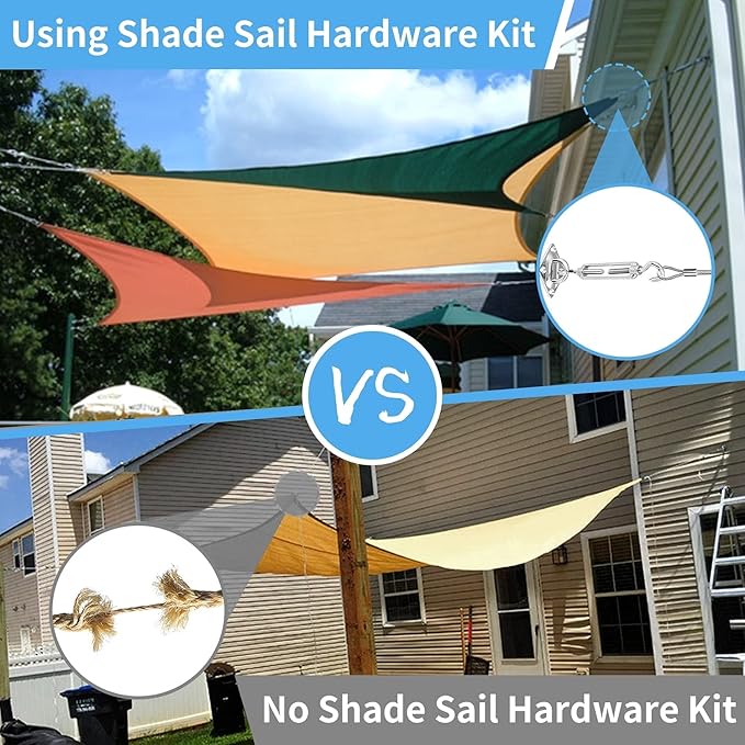 84 Pcs Sun Shade Sail Hardware Kit with Cable Wire Rope for Rectangle Square Triangle Shade Sail Installation, 6 inch 304 Grade Stainless for Garden,Outdoors,DIY Crafts,Railing