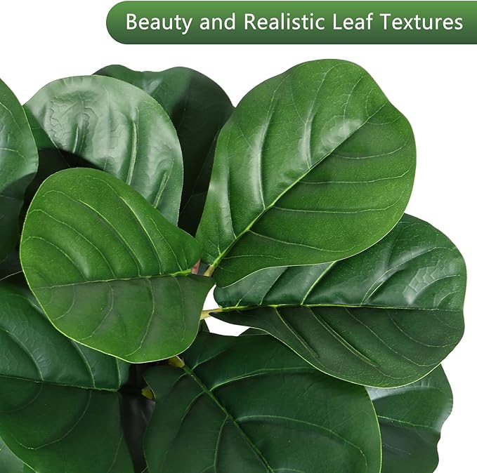 6FT Fiddle Leaf Fig Tree Artificial with 108 Leaves - Realistic Faux Ficus Lyrata Trees in 9" Grey Planter Pot, Indoor Fake Floor Plants for Home Office Living Room Decor, Housewarming Gift