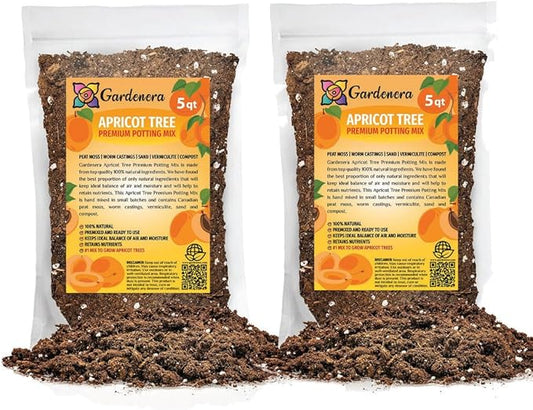 Gardenera Premium Apricot Potting Soil Mix - Ideal Nutrient Blend for Growing Robust, Flavorful, and Bountiful Apricots - 10 Quart