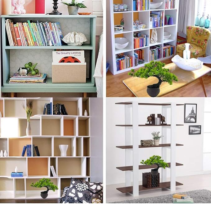 Artificial Bonsai Tree Miniature Artificial Plants Potted Japanese Zen Tree 33 cm in Width Artificial House Plants Juniper Bonsai Fake Plant Greenery for Home Office Decor Desktop Display