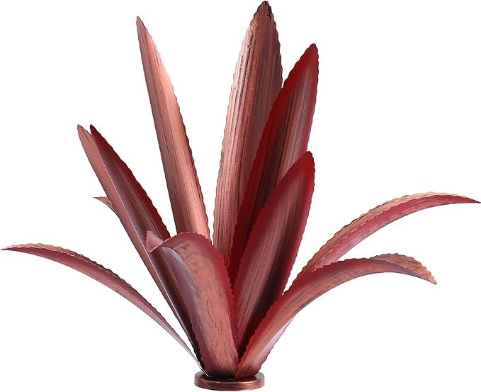 Metal Agave Plant Home Decor, Enlarge Thickened Metal Agave Garden Art for Outdoor Decor, Patio Lawn, Garden Sculpture Statue(Red)