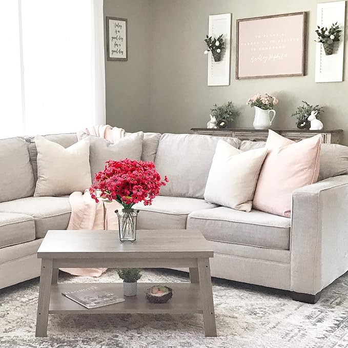 Uieke 16PCS Artificial Flowers for Outdoor UV Resistant Fake Flowers No Fade for Indoor Outside Home Garden Porch Window Box Décor (Rose Red)