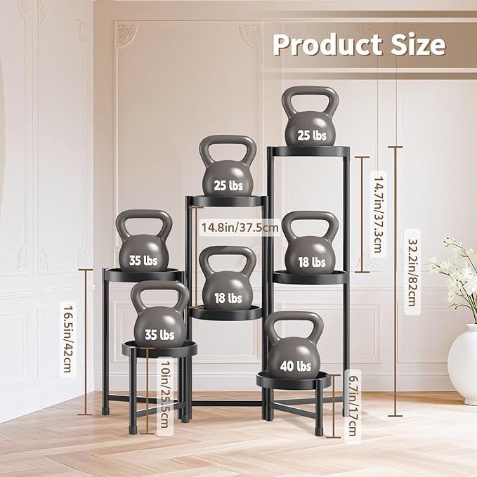 LASZOLA 7 Tiered Folding Plant Stand Indoor for Multiple Large Planter, Tall Heavy Duty Adjustable Rack with Rust Proof 10 Inch Wide Tray, Sturdy Vertical Tree Organizer for Narrow Inside Floor, Black