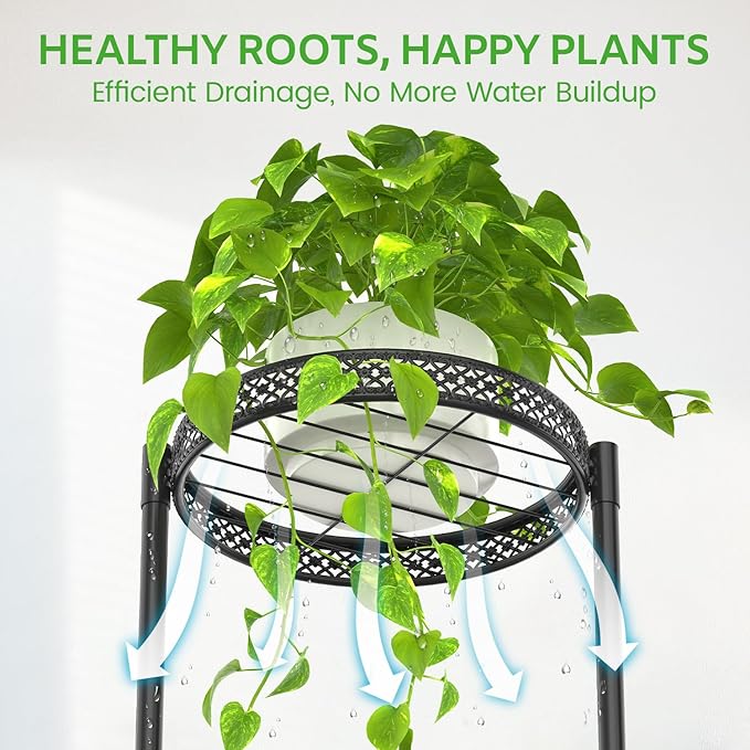 3 Tier Large Plant Stand Indoor Outdoor Clearance, Metal Flower Shelf Pot Holder, 10in Wide Multiple Plants Tall Corner Display Rack for Patio Orchid Office Porch Living Room Garden, Black