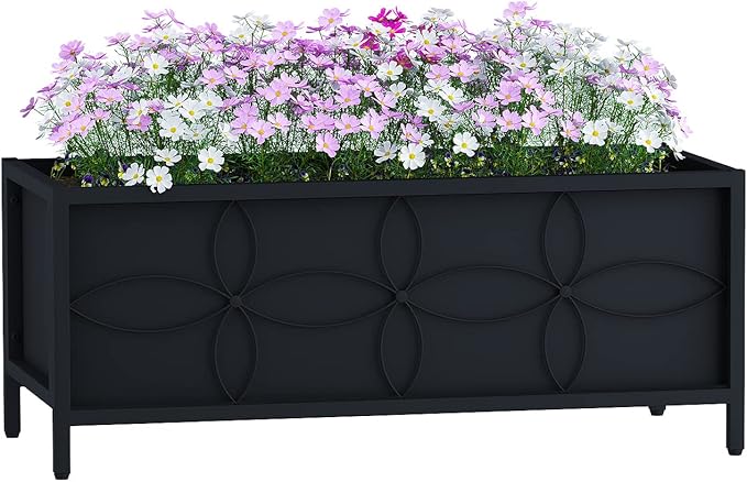 Zhongma Sturdy Raised Garden Bed with Inner Fabric Liners for Vegetables Flower, Planter Box for Backyard Patio Balcony. Inner Size: 33.85x14.17x11 inch