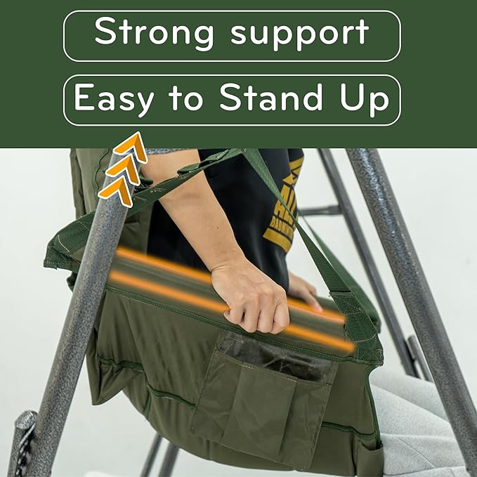 Tranquillo 2 in 1 Hammock and Swinging Chair with Collapsible Steel Stand & Carrying Case, Portable & Adjustable, 30s Set Up for Outdoor, Indoor, Porch Swing, Patio, Garden, Camping Trip, Green