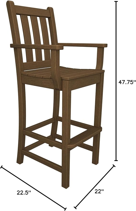 POLYWOOD® Traditional Garden Bar Chair, Teak