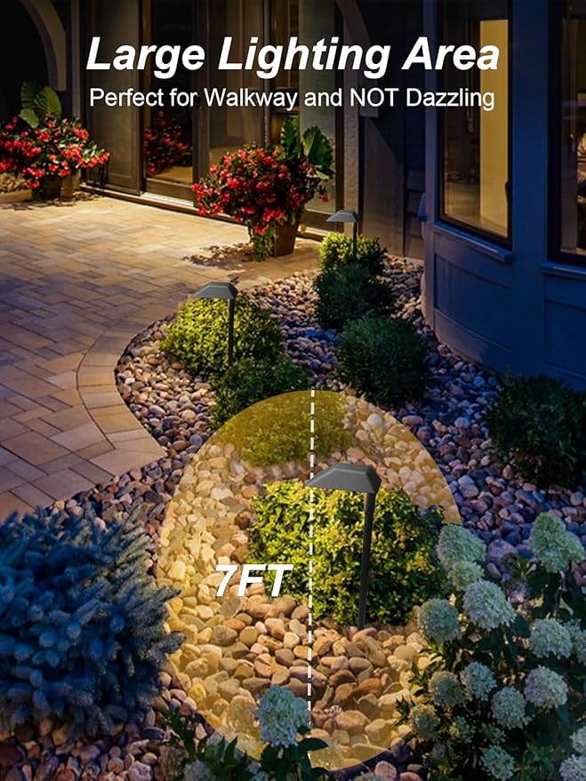 5W Low Voltage Landscape Pathway Lights with Connectors,12-24V Outdoor Path Lights, 3000K Wired Landscape Lights for Yard Garden Walkway, IP66 Waterproof（12Pack）