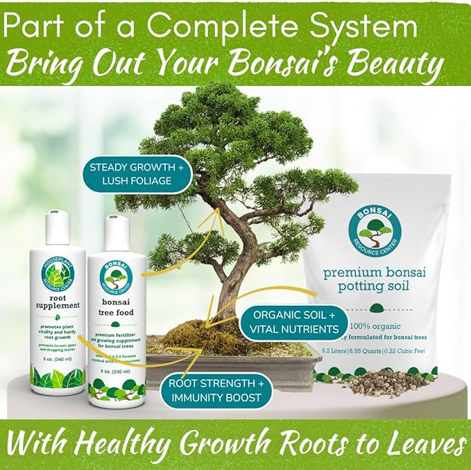 Bonsai Tree Food | Premium, Gentle Liquid Fertilizer for Healthy Growth, Strong Stems and Beautiful Blooms | 3-3-3 Balanced NPK Concentrate | Made in USA | 8 oz (240 ml)