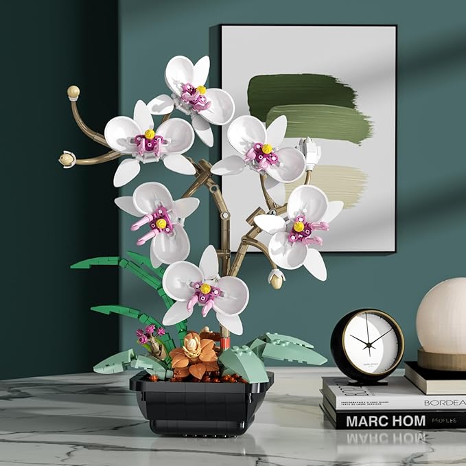 Orchid Flowers Bouquet Building Set, Botanical Collection Artificial Plant for Home Décor, Ideal Gifts for Christmas, Mother's Day, Anniversary, Birthday
