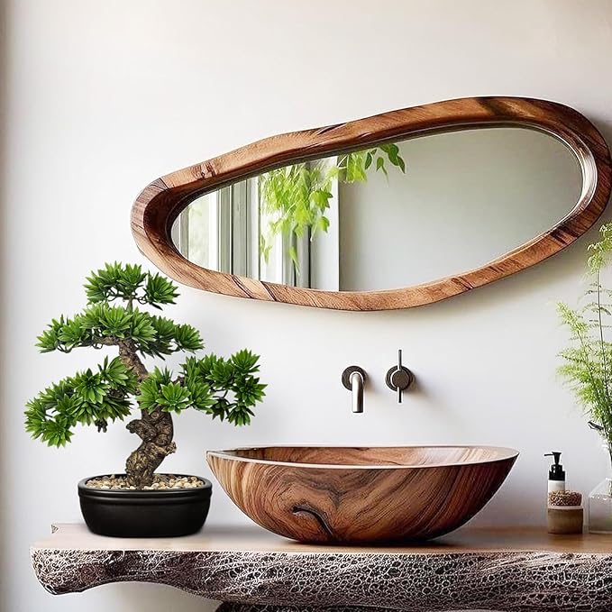 Fake Bonsai Tree Small Bonsai Plant 15.7” Tall Artificial Bonsai Trees with Black Pot Decorated with Pebbles Desk Plant Indoor Bonsai for Home Office Decor