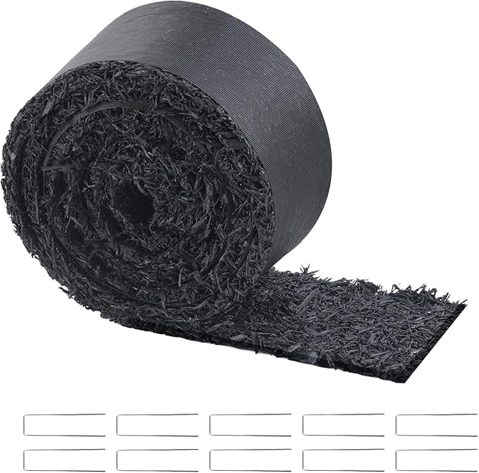 VEVOR Recycled Rubber Mulch Mat 120 x 4.5 in,Permanent Rubber Mulch for Landscaping, Black Mulch Garden Edging Border for Plants, Vegetables & Flower Garden Barrier