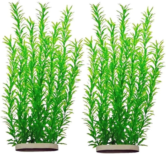 2-Pack Aquarium Plant Aquarium Decor Plastic Plants Extra Large 21 Inches Artificial Long Fish Tank Plants Tall Fish Tank Decorations Artificial Green Water Plants (Green)