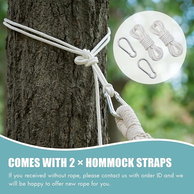 Brazilian Hammock with Tree Straps - Cotton Hammocks Portable Hammock with Carry Bag for Backyard, Porch, Outdoor and Indoor Use Yellow & Green