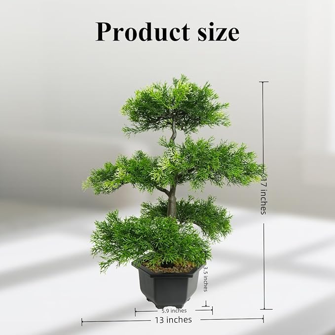 Realistic Artificial Bonsai Tree Low Maintenance Fake Plant Indoor for Home, Office, Bedroom & Living Room Decor
