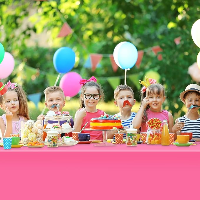 12 Pack Rectangular Disposable Rose Tablecloth, Rose Plastic Table Cloths for Parties Disposable, 54x108 in Waterproof Tablecloth for Birthday Party Baby Shower Picnic Valentines