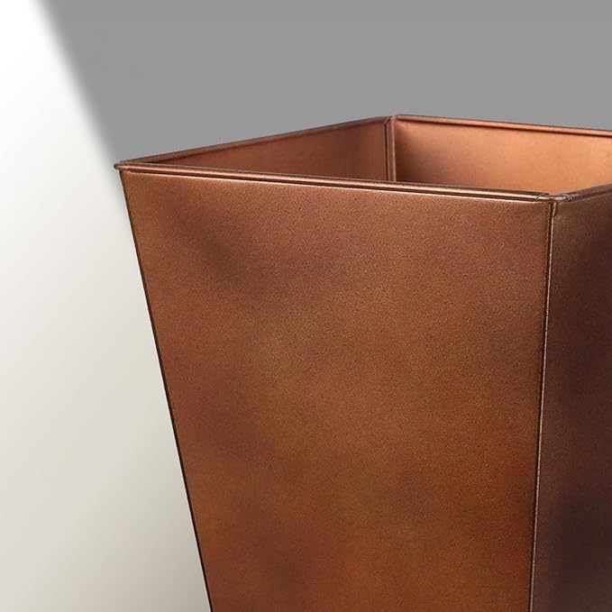 KOL 18''H. Metal Planter with Drainage Hole, Set of 2, Galvanized Steel Planter Pots for Indoor & Outdoor Use, Decorative Flower Plant Pots for Front Porch, Patio, Deck - Rust Color