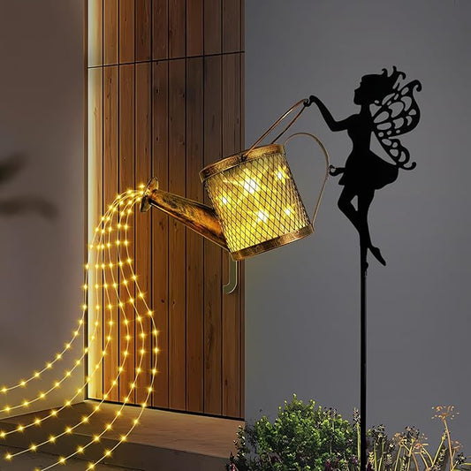 Solar Watering Can Lights Outdoor Decor, Metal Solar Fairy Light IP65 Waterproof, Hanging Garden Backyard Decor Lights Outside Patio Lawn, Gifts for Mom Grandma Women Birthday (Warm White)
