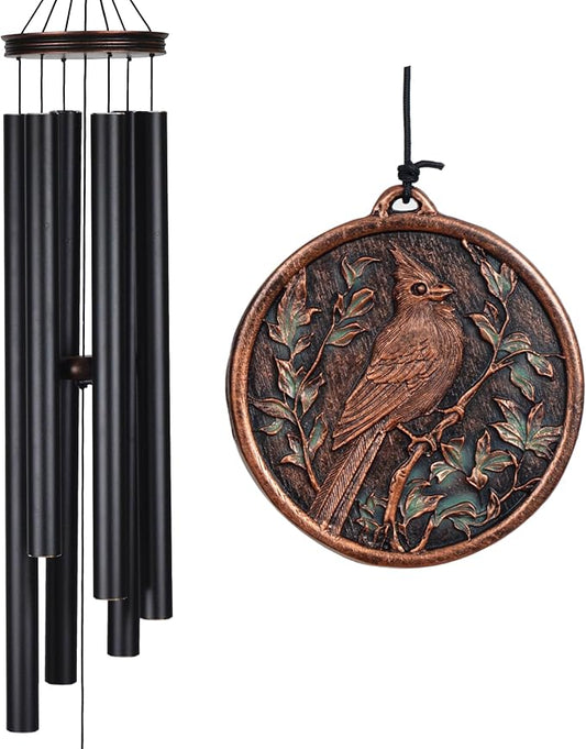 Vanquer Large Wind Chimes for Outside Deep Tone - 46'' Outdoor Clearance, Windchimes Outdoors, Memorial Wind Chimes, Sympathy Gift, Patio, Garden, Home Décor, Vintage Black (46" Cardinal)