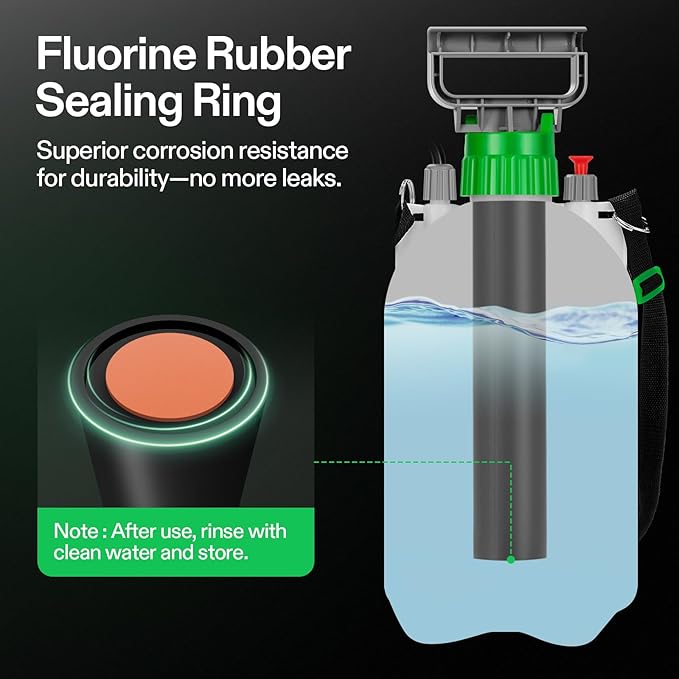 VIVOSUN 1.35 Gal/5L Pump Sprayer, Garden Water Sprayer for Plants, Weeds & Lawn Care, with 3 Nozzles, 50'' Long Hose & Pressure Relief Valve