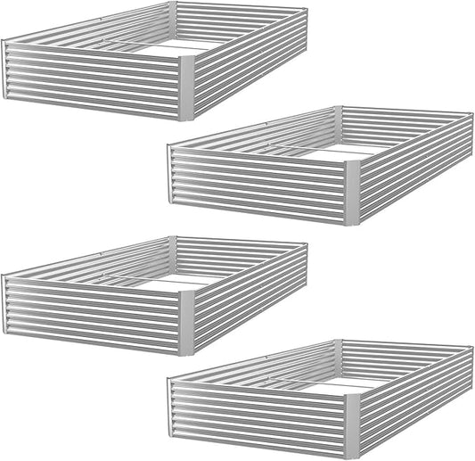 FRIZIONE 4pcs 6x3ft Galvanized Raised Garden Bed Outdoor,Above Ground Garden Bed for Vegetable,Metal Raised Beds for Flower,Steel Raised Beds for Gardening