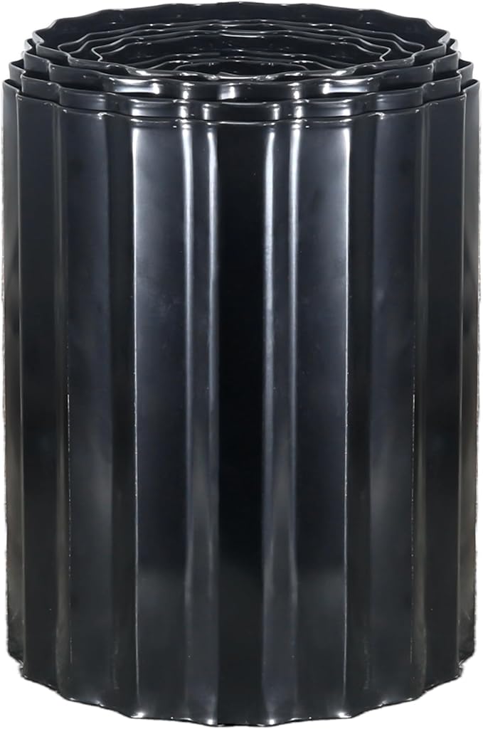 Corrugated Metal Garden Edging, 8"×20Ft Metal Landscape Edging for Lawns, Borders and Flower Beds, Metal Garden Edging Border for Garden and Yard, Sturdy Garden Long Strips, Black