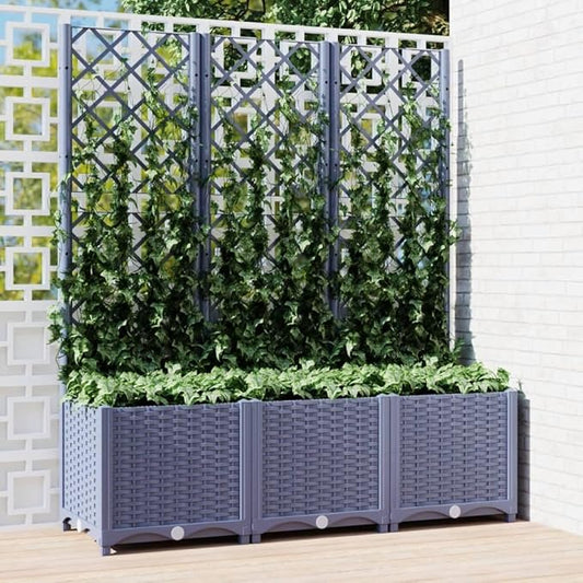 Garden Planter with Trellis, Trellis with Planter Box, Outdoor Raised Garden Bed for Climbing Plants, Raised Garden Bed Garden Planter Box, Dark Gray 47.2"x15.7"x53.5" PP