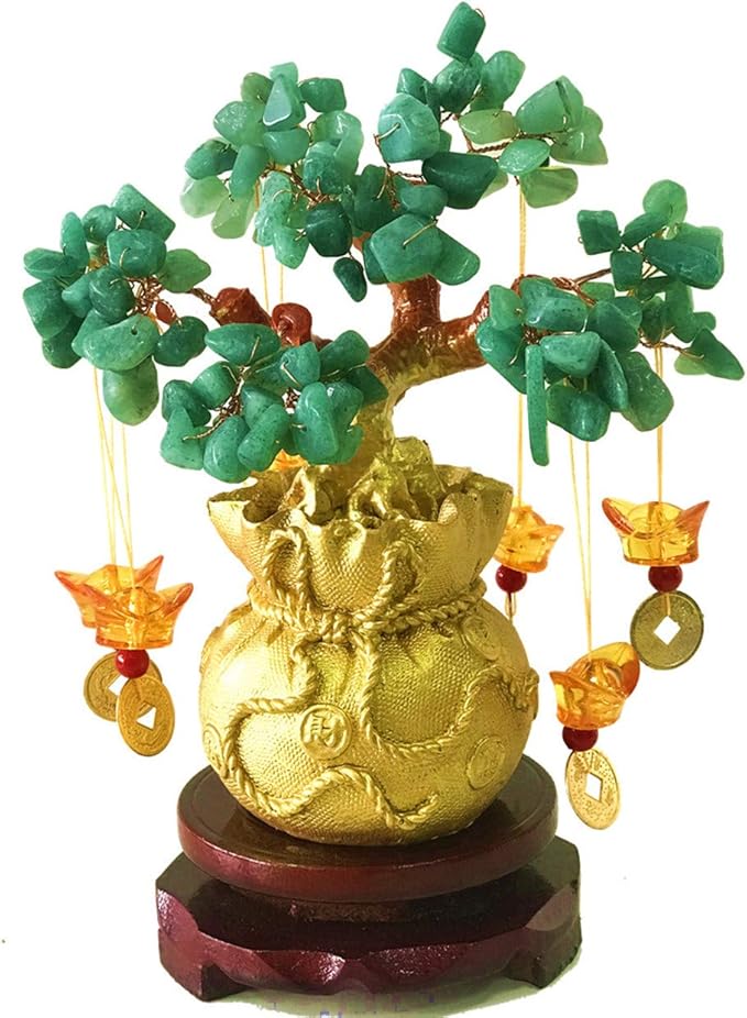 Feng Shui Citrine/Citrine Money Tree and Citrine Tree, Faucet Crystal Tree/Chinese Dragon Fortune Crystal Tree/Gift Tree (Green)